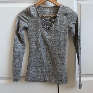 Grey Criss Cross Tie Long Sleeve from Hollister